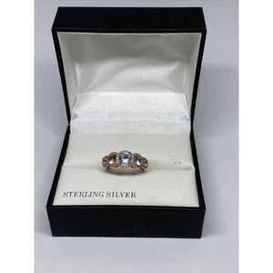 Tiara.925 SRG388AQR Sterling Silver Cubic Zirconia Gold-Plated Ring MSRP$135 JW1